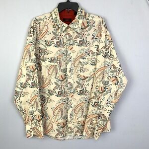 Contigo Sz XL Multicolor Floral Paisley Yellow Pearl Snap Sawtooth Pocket Shirt